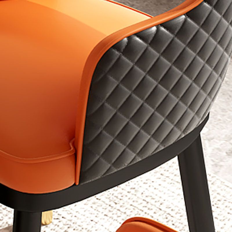 Scandinavian Open Back Arm Dining Chairs Faux Leather Side Chair Clearhalo ' kitchen&dining_furn' 'Dining Chairs' 'Dining Tables & Seating' 'dining_chair' 'furn' 'furn_dining_chair' 'Furniture' 'furniture_dining_chair' 'Kitchen & Dining Furniture' 'kitchen' 1200x1200_61dc5401-5ba6-4186-8c87-6892ba1b010e