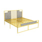 Glam Metal and Upholstered Open-Frame Bed with Headboard and Footboard