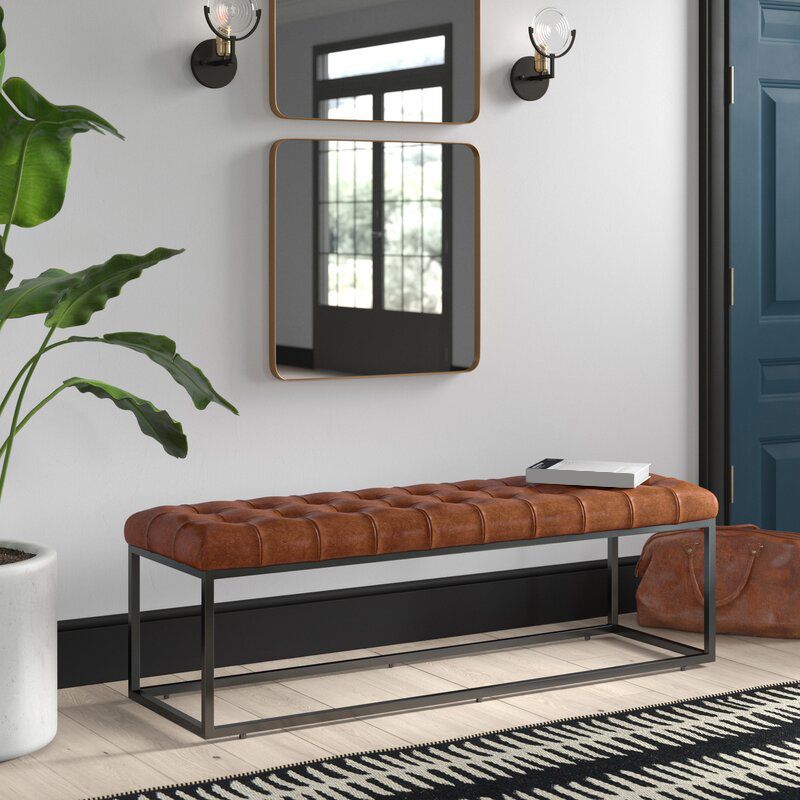 Industrial Solid Color Bench Faux Leather Foam Bench for Livingroom Clearhalo 'Benches' 'Chairs & Seating' 'furn' 'furn_benches' 'Furniture' 'Living Room Furniture' 1200x1200_61dc6f41-6b6a-43de-975a-8a020d00eab6