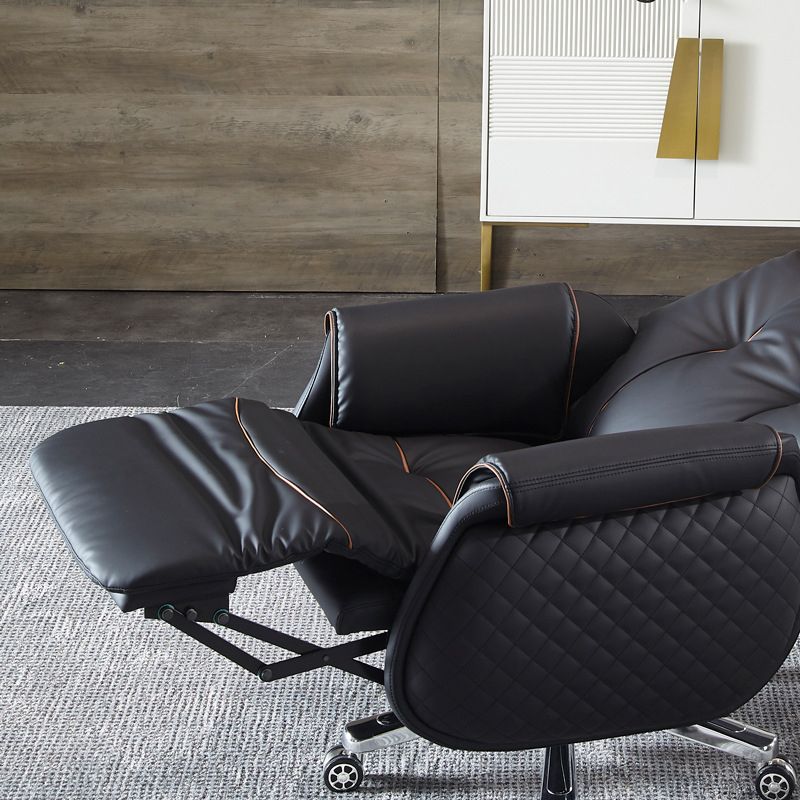 27-inch brede moderne managersstoel Zwart lederen directiestoel