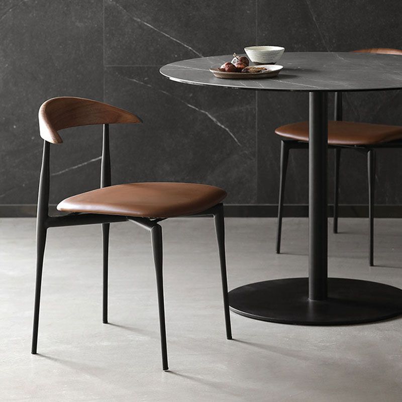 Industrial Design Armless Open Back Side Chairs Faux Leather Dining Chairs Clearhalo ' kitchen&dining_furn' 'Dining Chairs' 'Dining Tables & Seating' 'dining_chair' 'furn' 'furn_dining_chair' 'Furniture' 'furniture_dining_chair' 'Kitchen & Dining Furniture' 'kitchen' 1200x1200_61dd1484-cf09-43e3-a757-11f6812178e5