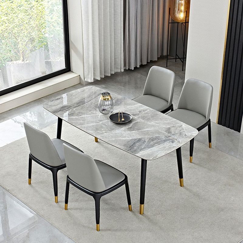 Noordse 1/4/5/7 stukken meubels rechthoekige stenen eettafel ingesteld in grijs