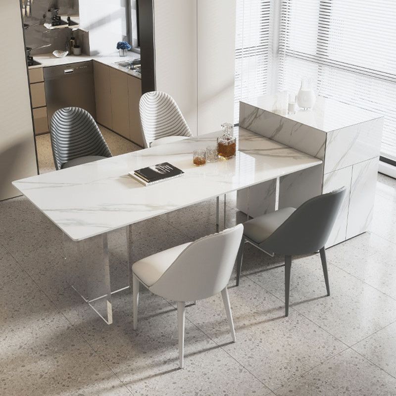 Modern 1/2/5 Pieces Dining Set Rectangle Stone Dining Table for Dining Room Clearhalo 'Dining Room Sets' 'Dining Tables & Seating' 'dining_room_set' 'furn' 'furn_dining_room_set' 'Furniture' 'furniture_dining_room_set' 'Kitchen & Dining Furniture' 1200x1200_61e12f2b-6f40-4453-b899-6decd1f6c983
