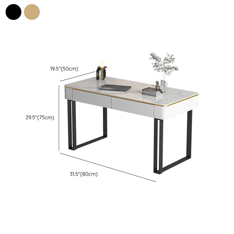 Glam 2 Schubladen Büroschreibtisch Stein 29,53 Zoll großer Schreibtisch