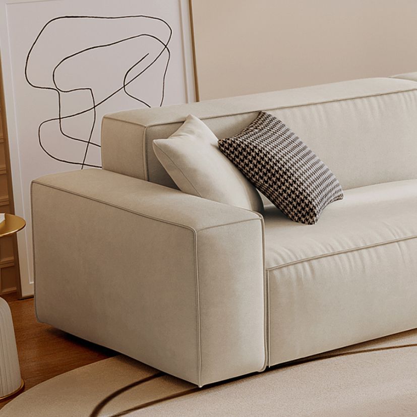 Zeitgenössisches Sofa echtes Leder Wohnzimmer Square Arm Kissen Weiß weiß