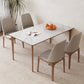 White Stone Top Table with Ash Wood Legs Mid-Century Modern Dining Table