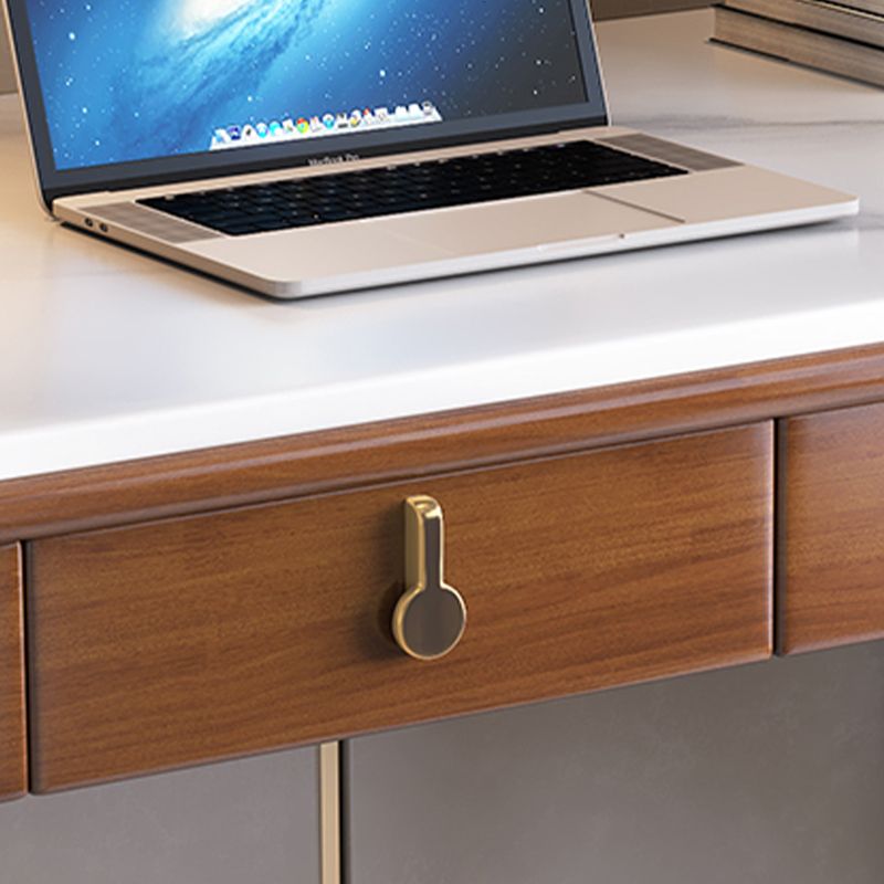 Glam Style Home Office Desk Solid Wood Base Rectangular Writing Desk Clearhalo 'furn' 'furn_office_desk' 'Furniture' 'Office Desks' 'Office Furniture' 'office_desk' 1200x1200_61e407ef-e0be-4fa5-8706-335c524d8b45