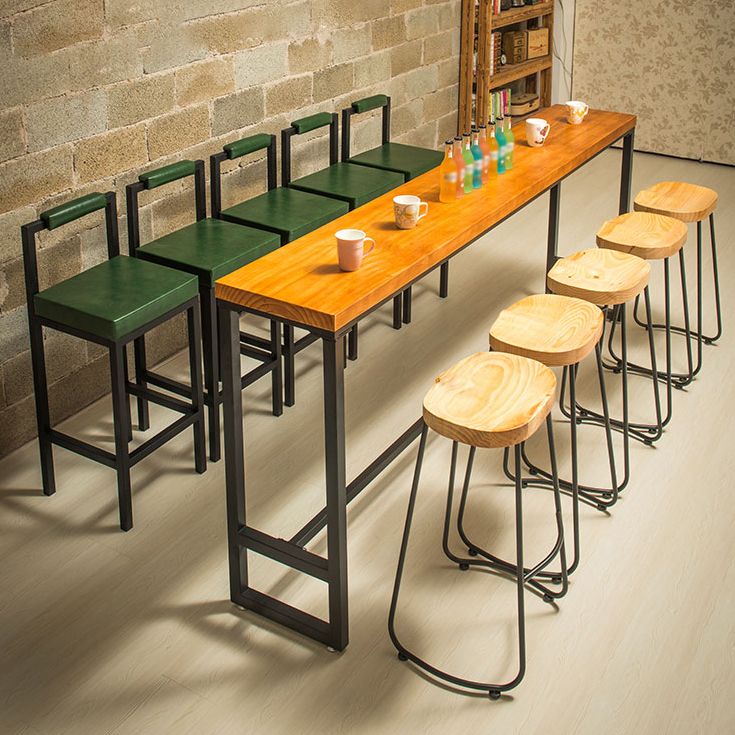 Industrial Solid Wood Bar Table Rectangle Dining Table for Kitchen Living Room Clearhalo 'Bar Furniture' 'Bar Tables' 'bar_tables' 'furn' 'furn_bar_tables' 'Furniture' 'Kitchen & Dining Furniture' 1200x1200_61e40dd4-7877-4139-b6bb-c20dc15853dd