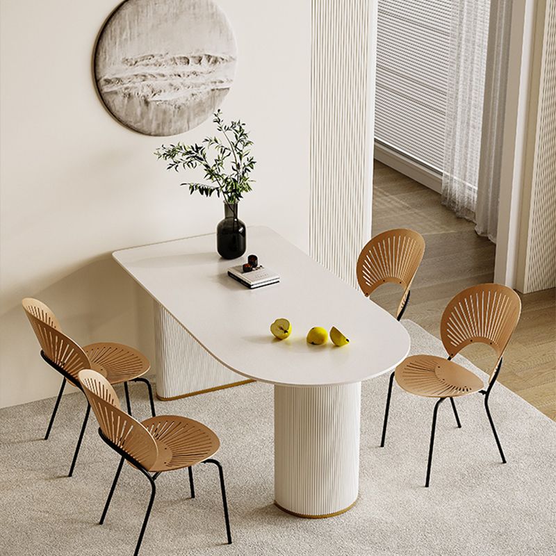 Double Pedestal Dining Table Stone Top Dining Table in White for Kitchen Clearhalo 'Dining Tables & Seating' 'Dining Tables' 'dining_table' 'furn' 'furn_dining_table' 'Furniture' 'Kitchen & Dining Furniture' 1200x1200_61e48cc4-bacd-49d2-bea6-70fcd18ab9c4