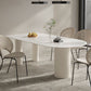 Contemporary Dining Sintered Stone Table Wood Base for Home Use