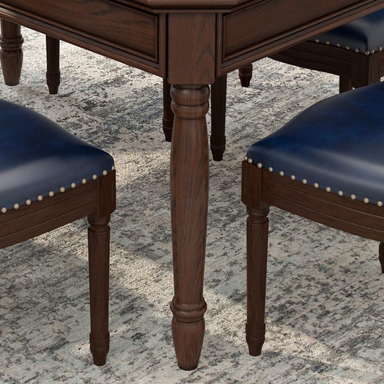 Wood Top Dining Table Mid-Century Modern Table with 4 Legs in Brown