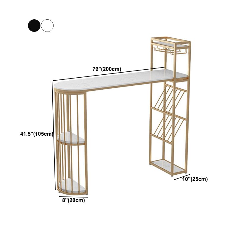 Glam Pub Table Specialty Stone Bar Height Bar Table for Indoor