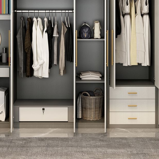 Contemporary Storage Cabinet Hinged Wardrobe Cabinet with Self Close Drawers Clearhalo 'Armoires & Wardrobes' 'armoires_wardrobes' 'Bedroom Furniture' 'furn' 'furn_armoires_wardrobes' 'Furniture' 1200x1200_61ec78a3-9d60-41f4-8906-798fecbf5995