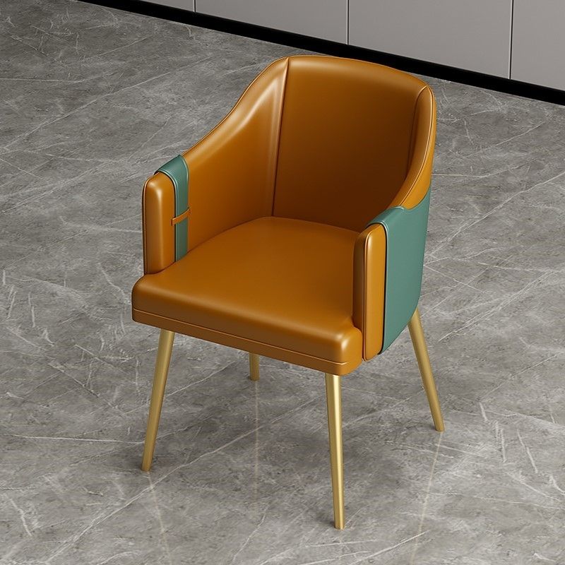 Silla de comedor de cuero tapizado de comedor de estilo glamoroso