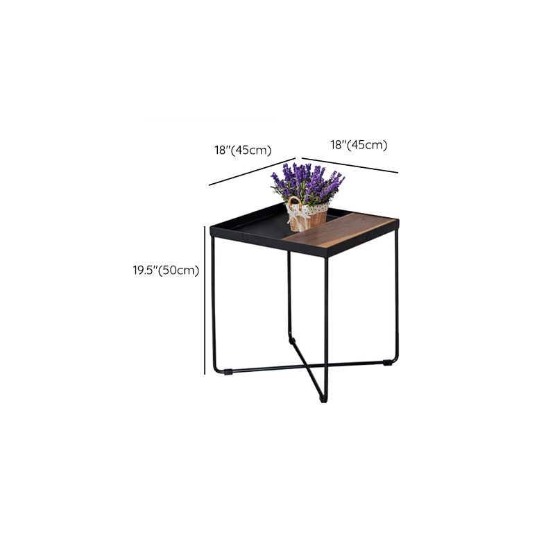 Black Rectangle / Square Tray Top Coffee Table Iron Cross Legs Cocktail Table