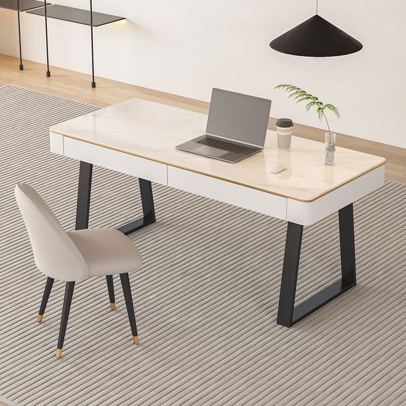 Scrivania per ufficio in pietra moderna 29,53 "scrivania alta con base a slitta