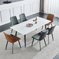 Industrial Style Rectangle Dining Table Stone Dinner Table with Metal 4 Legs Clearhalo ' dining_table' 'Dining Tables & Seating' 'Dining Tables' 'furn' 'furn_dining_table' 'Furniture' 'furniture_dining_table' 'Kitchen & Dining Furniture' 'kitchen&dining_furn' 'kitchen' 'kitchen_dining_table' 1200x1200_61f44d87-0ecf-42ae-9b2c-07c10a08cc05