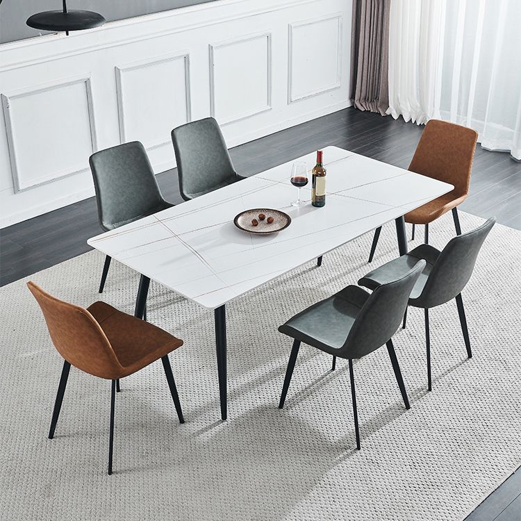 Industrial Style Rectangle Dining Table Stone Dinner Table with Metal 4 Legs Clearhalo ' dining_table' 'Dining Tables & Seating' 'Dining Tables' 'furn' 'furn_dining_table' 'Furniture' 'furniture_dining_table' 'Kitchen & Dining Furniture' 'kitchen&dining_furn' 'kitchen' 'kitchen_dining_table' 1200x1200_61f44d87-0ecf-42ae-9b2c-07c10a08cc05