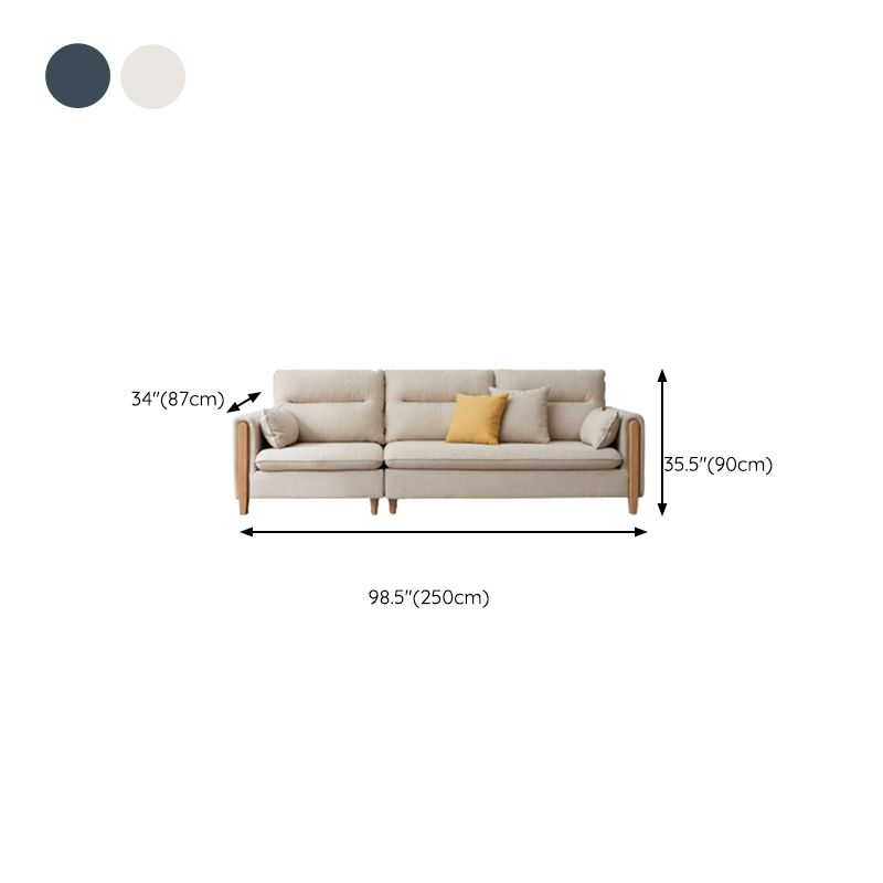 Sofa de tissu contemporain du bras carré en bois massif pour salon