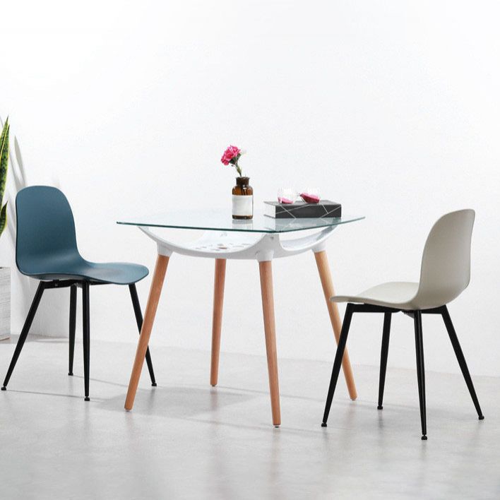 Contemporary Home Side Chair Solid Back Metal Legs Plastic Dining Room Chair (Set of 4) Clearhalo ' kitchen&dining_furn' 'Dining Chairs' 'Dining Tables & Seating' 'dining_chair' 'Furniture' 'furniture_dining_chair' 'Kitchen & Dining Furniture' 'kitchen' 1200x1200_61f7f036-ca61-49e4-9252-0593684ea5f6