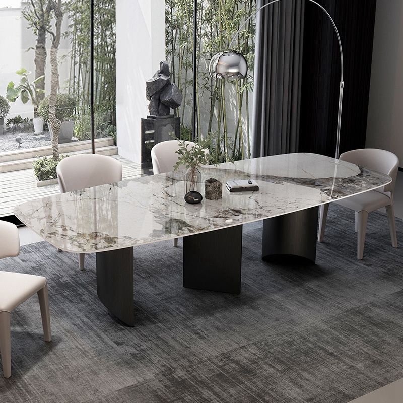 Moderne stenen eettafel, rechthoekige tafel voor eetkamer, keuken