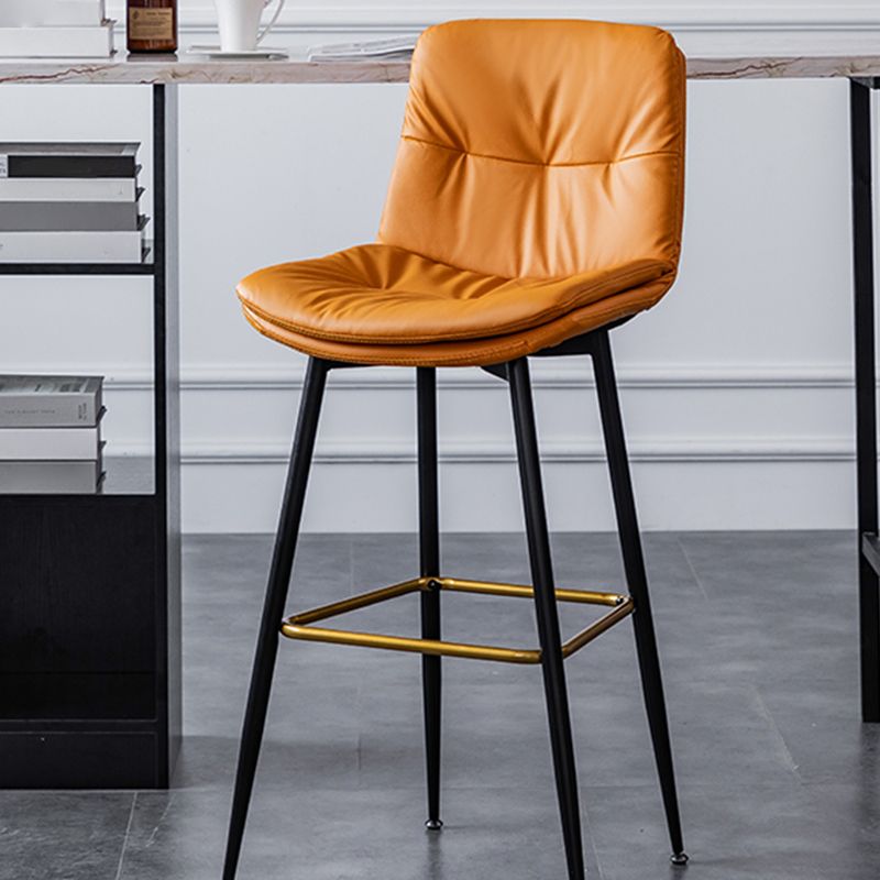 Scandinavian Leather Metal Counter Stools Black Low Back Bar Stools with Footrest Clearhalo 'Bar Furniture' 'Bar Stools' 'bar_stools' 'furn' 'furn_bar_stools' 'Furniture' 'furniture_bar_stools' 'Kitchen & Dining Furniture' 1200x1200_61f9490f-5a9d-4a3d-aa37-963a1fcb06af