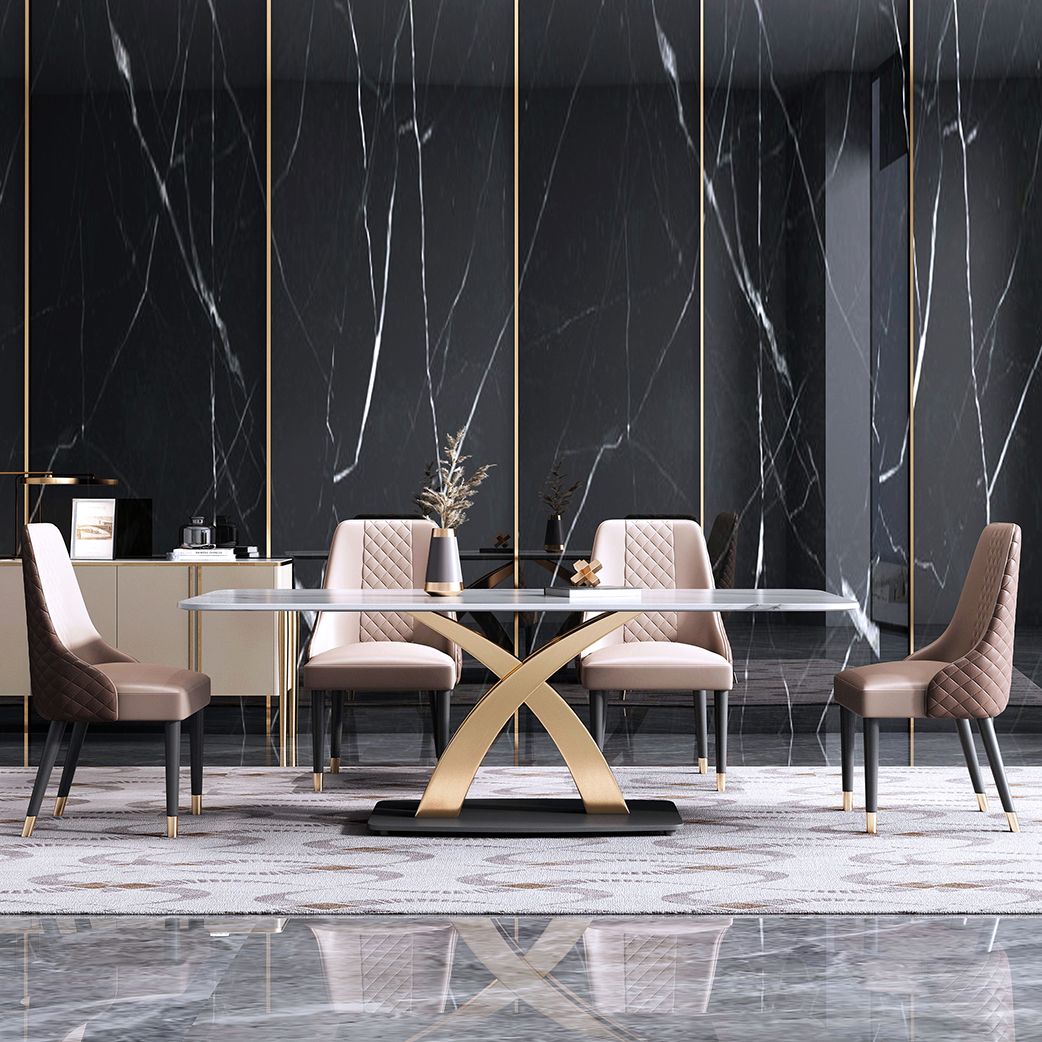 Minimalist Dining Room Set Rectangular Sintered Stone Dining Table with Metal Base Clearhalo 'Dining Room Sets' 'Dining Tables & Seating' 'dining_room_set' 'furn' 'furn_dining_room_set' 'Furniture' 'furniture_dining_room_set' 'Kitchen & Dining Furniture' 'kitchen&dining_furn' 'kitchen' 1200x1200_61fab530-0ce0-4fb9-bbaa-65342f2c2cb1