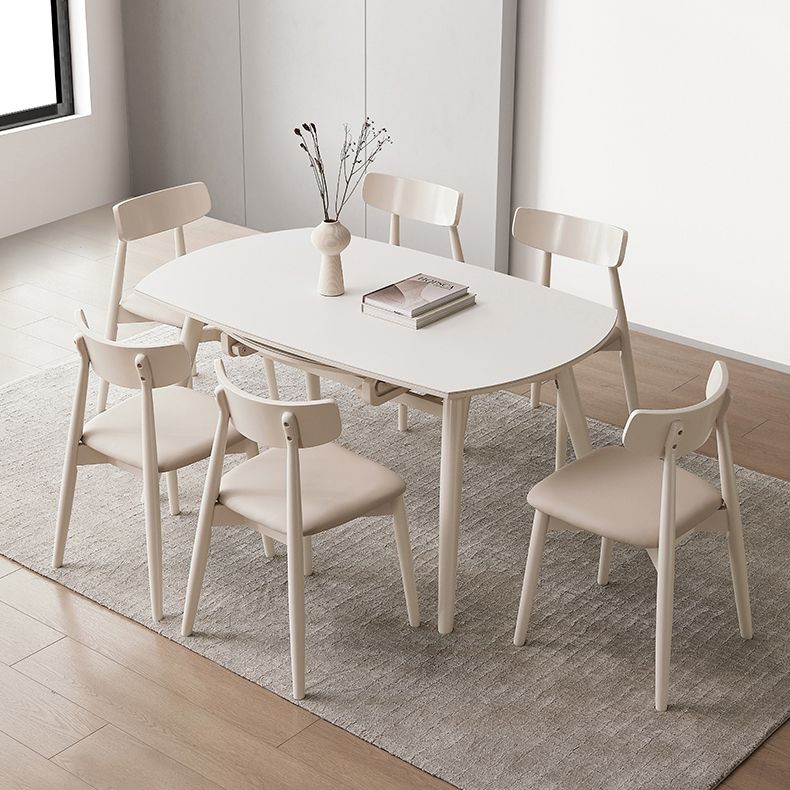 Juego de comedor moderno de piedra redonda con muebles de 1/4/5/7 piezas en blanco
