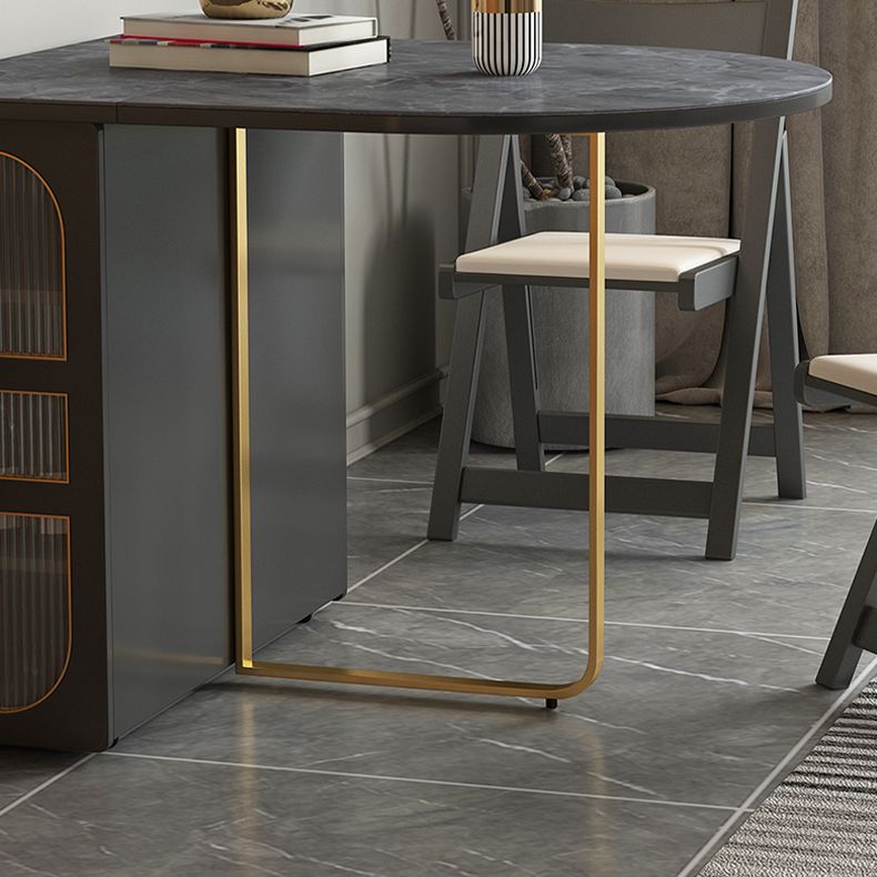 Modern Style Rectangle Dining Table Sintered Stone Drop-Leaf 59" Table for Home Use Clearhalo ' dining_table' 'Dining Tables & Seating' 'Dining Tables' 'furn' 'furn_dining_table' 'Furniture' 'furniture_dining_table' 'Kitchen & Dining Furniture' 'kitchen&dining_furn' 'kitchen' 'kitchen_dining_table' 1200x1200_61fd53de-4cac-4437-aa97-ed691c32d99b