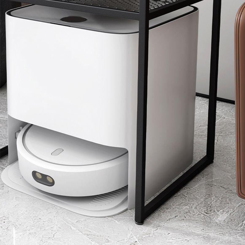 Modern Rectangular Glass Top Side Table Iron Frame End Table with Shelf