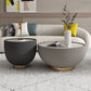 Luxurious Slate Round Pedestal Coffee Cocktail Table in White and Gray Clearhalo 'Coffee & Accent Tables' 'Coffee Tables' 'coffee_tables' 'furn' 'furn_coffee_tables' 'Furniture' 'Living Room Furniture' 1200x1200_61ff0ea1-063a-4c71-897e-4063e3b5d82b