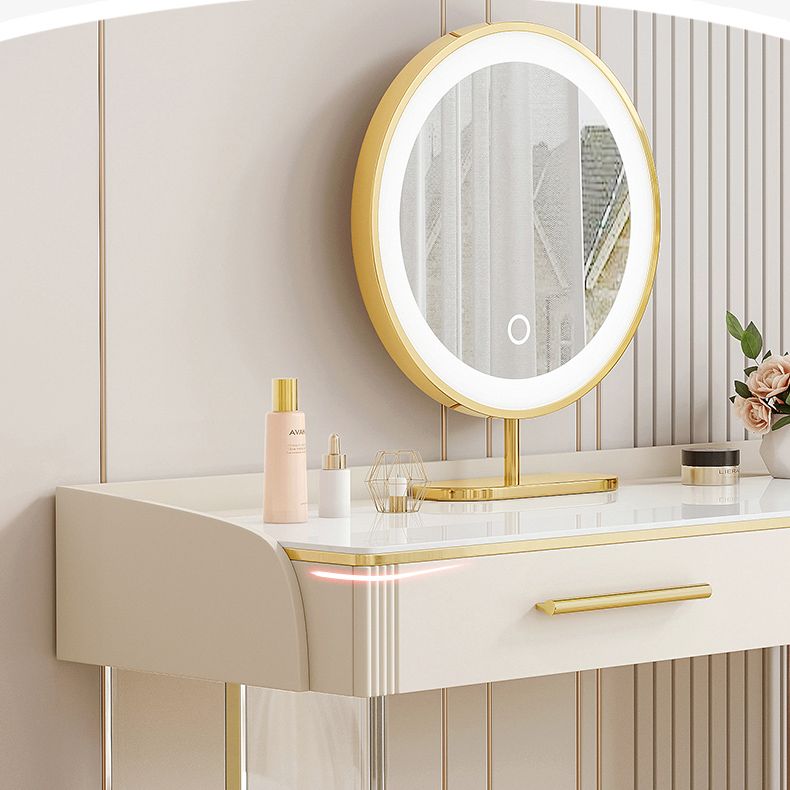 Tavolo da toeletta da top in pietra contemporanea con 2 cassetti e base acrilica