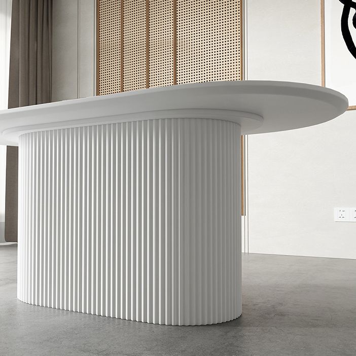 Oval White Tone Dining Table Luxury Pedestal Table for Dining Room Clearhalo ' dining_table' 'Dining Tables & Seating' 'Dining Tables' 'furn' 'furn_dining_table' 'Furniture' 'furniture_dining_table' 'Kitchen & Dining Furniture' 'kitchen&dining_furn' 'kitchen' 'kitchen_dining_table' 1200x1200_6202766b-ba59-4907-9d07-723367e28371