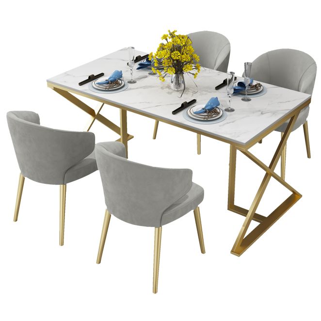 Glam 1/5 Pieces Dining Set Rectangle Stone Dining Table Set for Dining Room Clearhalo 'Dining Room Sets' 'Dining Tables & Seating' 'dining_room_set' 'furn' 'furn_dining_room_set' 'Furniture' 'furniture_dining_room_set' 'Kitchen & Dining Furniture' 1200x1200_6202f30e-6ae8-418c-9414-4fb1ec71dcad