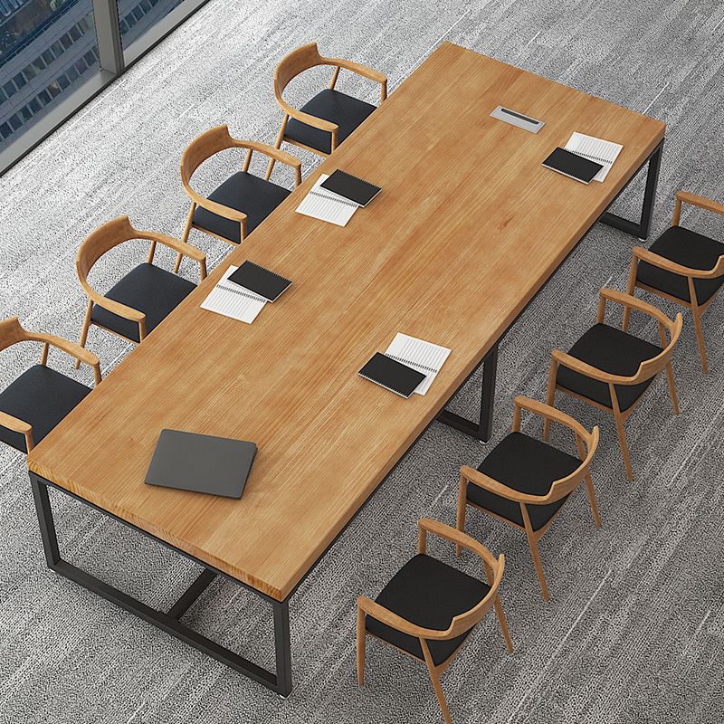 Kabelbeheer industrieel rechthoekig schrijfbureau natuurlijke kantoorbureau met metalen benen