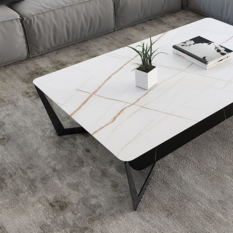 Cross Legs Slate Coffee Table Shelf Included Rectangle Single Cocktail Table