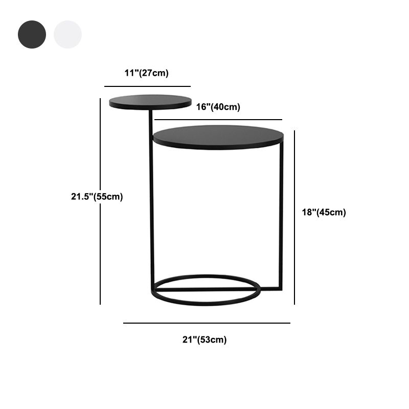 Mid-Century Modern Iron 2-Tier Side Table in Black and White Clearhalo 'Coffee & Accent Tables' 'End & Side Tables' 'end_side_tables' 'furn' 'furn_end_side_tables' 'Furniture' 'Living Room Furniture' 1200x1200_62071942-ac82-4f59-9160-0a614d90ee24