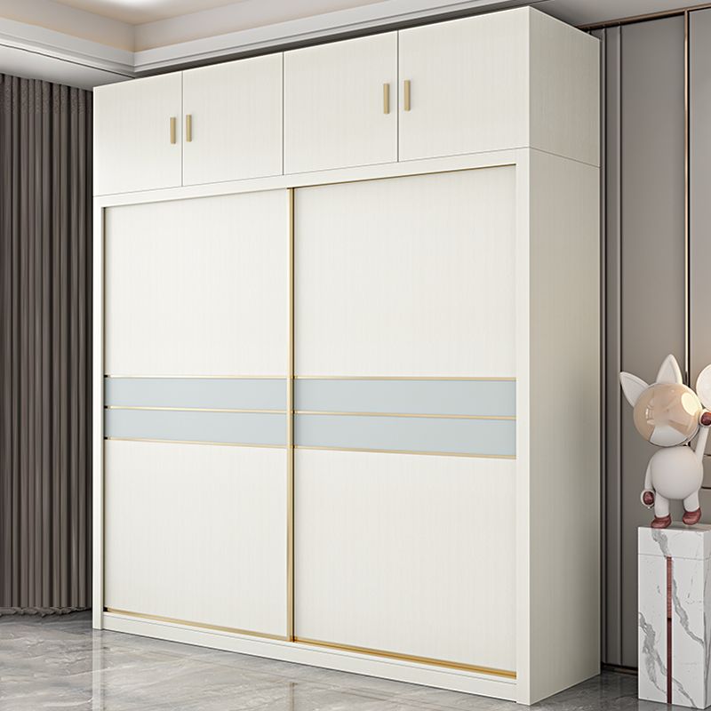 Contemporary Freestanding Wood Wardrobe Sliding Soft Close Doors in White Clearhalo 'Armoires & Wardrobes' 'armoires_wardrobes' 'Bedroom Furniture' 'furn' 'furn_armoires_wardrobes' 'Furniture' 1200x1200_62079da5-0581-46ff-9c86-69ff3a25fefb