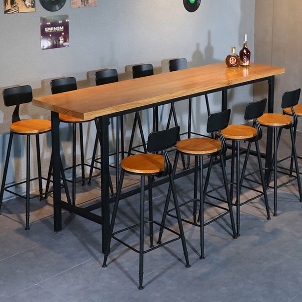 Tavolo da bar in legno in legno massiccio marrone chiaro industriale in metallo tavolo da pub