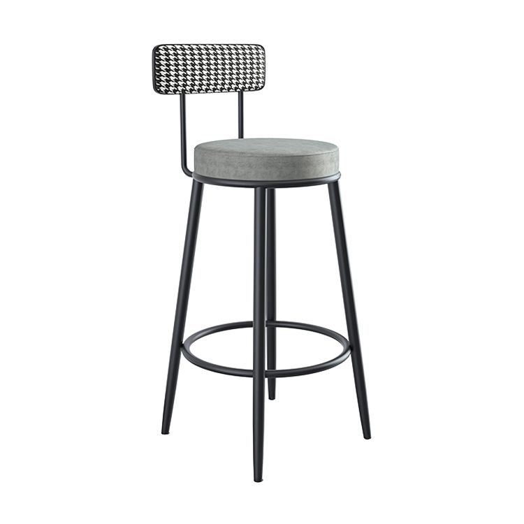 Modern Armless Backrest Counter Stool Iron Kitchen Bar Stool with Pedal and Cushion Clearhalo 'Bar Furniture' 'Bar Stools' 'bar_stools' 'furn' 'furn_bar_stools' 'Furniture' 'furniture_bar_stools' 'Kitchen & Dining Furniture' 1200x1200_6208d83b-8298-4e34-a28c-f9f7b9de534d