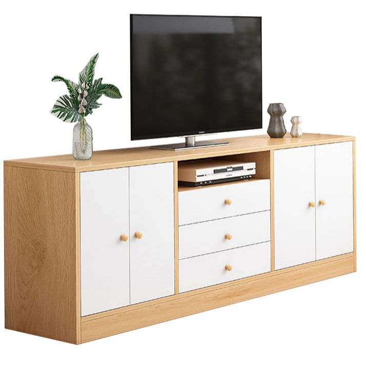 12 "D Consolet de télévision en bois moderne Console ouverte Stand de télévision avec tiroirs et portes