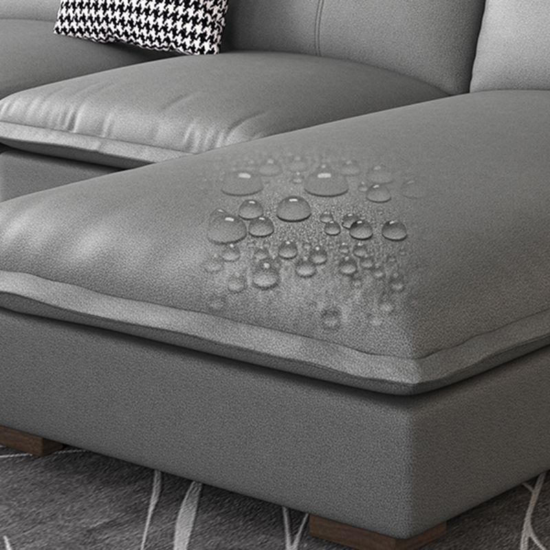 Faux Leather/Cotton-Blend Sofa and Chaise L-Shape Sectional for Four People Clearhalo 'furn' 'furn_sectionals' 'Furniture' 'furniture_sectionals' 'kitchen' 'kitchen_sectionals' 'Living Room Furniture' 'Sectionals' 1200x1200_6209242e-81eb-4a31-8e33-afd8f87c7e53