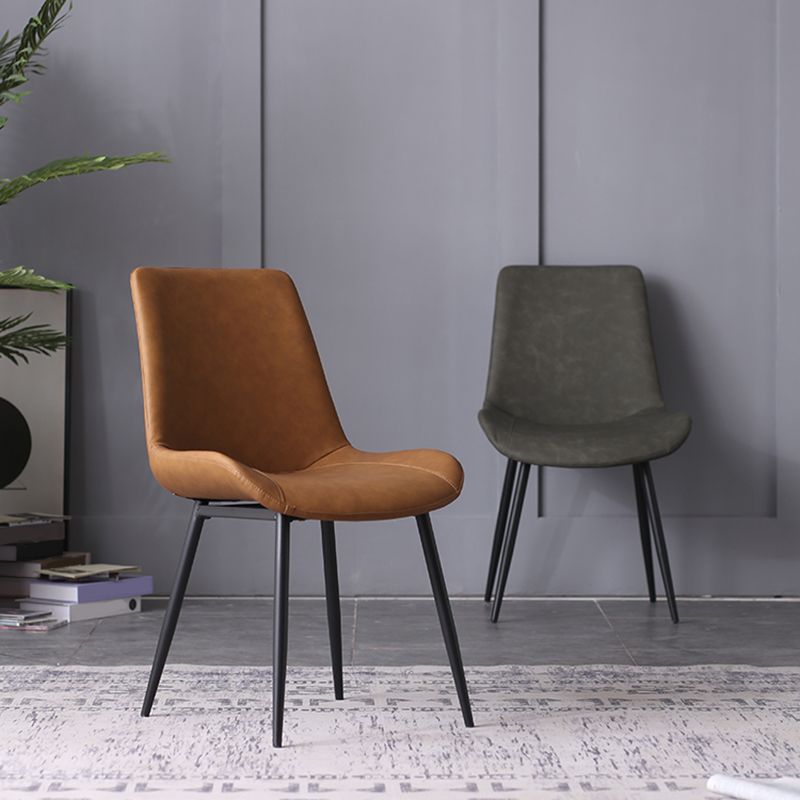 Contemporary Leather Side Chair Matte Finish Solid Back Dining Chair Clearhalo ' kitchen&dining_furn' 'Dining Chairs' 'Dining Tables & Seating' 'dining_chair' 'furn' 'furn_dining_chair' 'Furniture' 'furniture_dining_chair' 'Kitchen & Dining Furniture' 'kitchen' 1200x1200_620b97d1-97da-436d-86ba-e0d82ad5f399