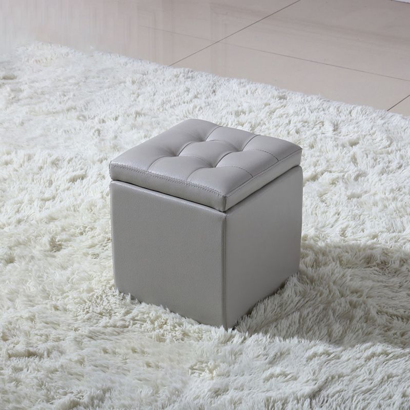 Modern Tufted Ottoman Plain Water Resistant Stain Resistant Leather Ottoman with Storage Clearhalo 'furn' 'furn_ottomans_poufs' 'Furniture' 'Living Room Furniture' 'Ottomans & Poufs' 'ottomans_poufs' 1200x1200_620dec19-96fb-4fb6-b58f-cd7ef26780fc