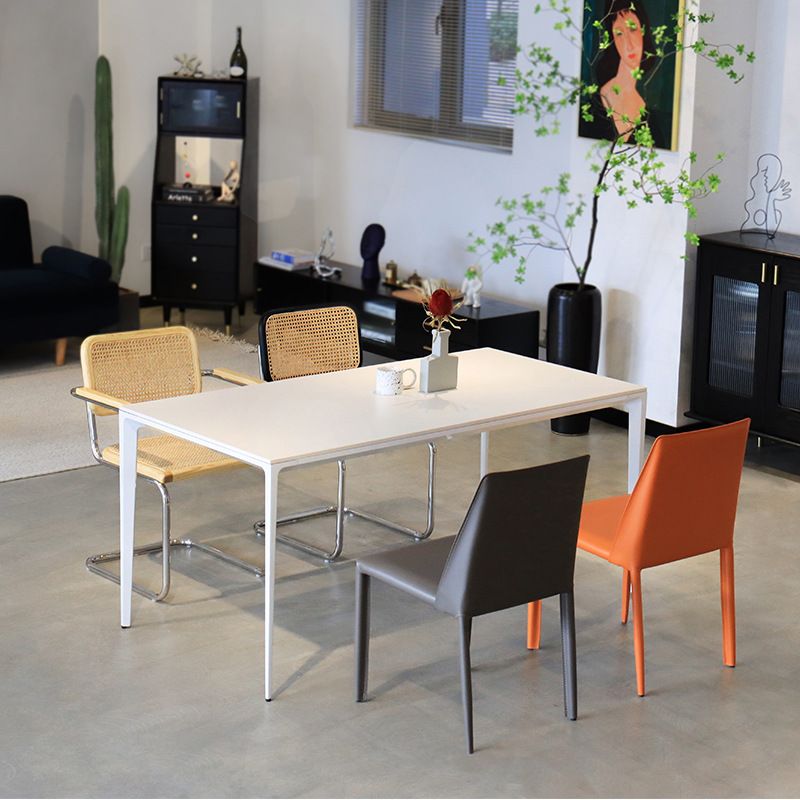 Metal Base Rectangle Dining Table Sintered Stone Table with 4 Legs Clearhalo 'Dining Tables & Seating' 'Dining Tables' 'dining_table' 'Furniture' 'furniture_dining_table' 'Kitchen & Dining Furniture' 'kitchen' 'kitchen_dining_table' 1200x1200_620f6157-390d-460e-a04e-8f7c446893ba
