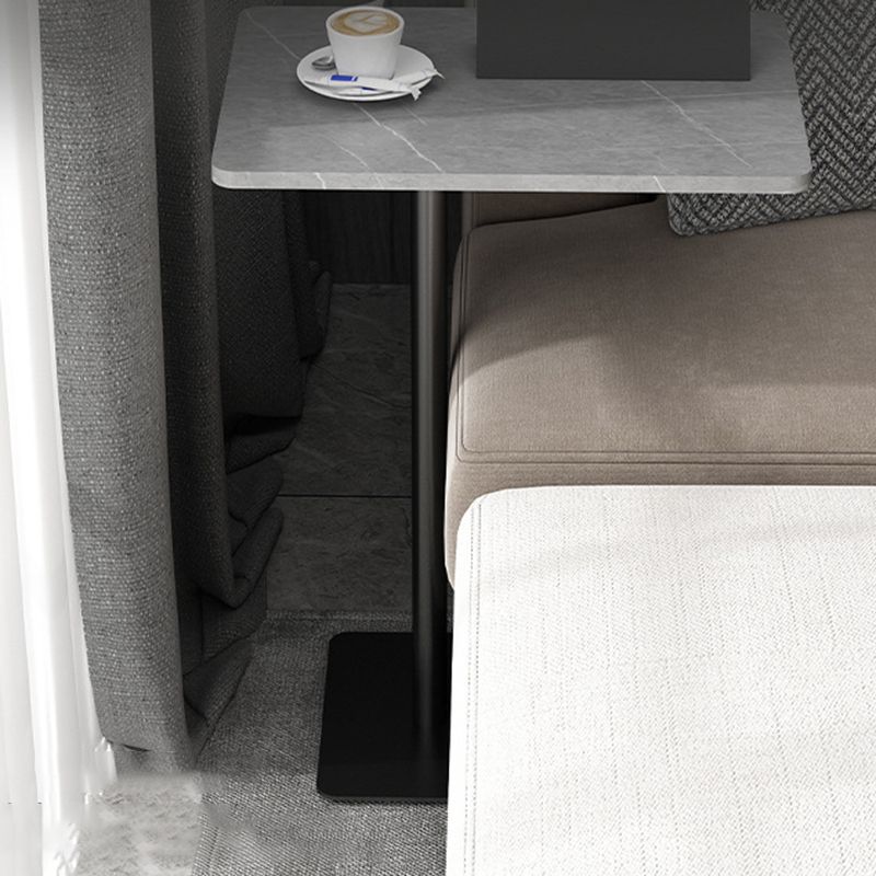 モダンスレートトップサイドテーブル長方形の金属Cサイドテーブル