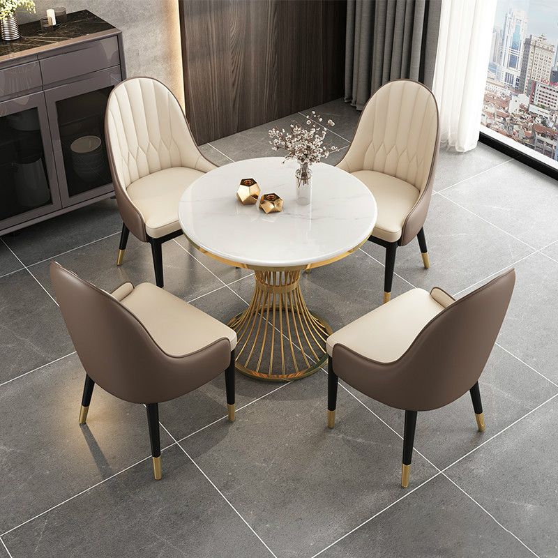 Scandinavian Sintered Stone Dining Sets with Round Table and Metal Base Dining Furniture Set Clearhalo 'Dining Room Sets' 'Dining Tables & Seating' 'dining_room_set' 'furn' 'furn_dining_room_set' 'Furniture' 'furniture_dining_room_set' 'Kitchen & Dining Furniture' 'kitchen&dining_furn' 'kitchen' 1200x1200_62111432-7cf2-43e7-b867-de3a8c12194e