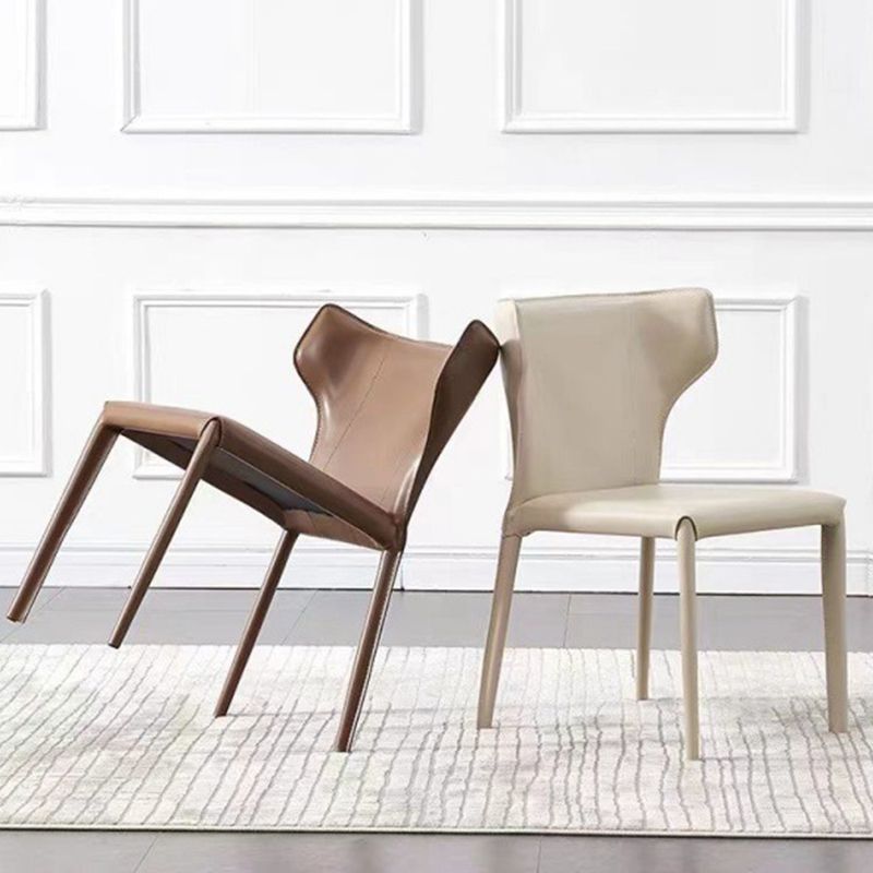 Faux Leather Dining Chair Modern Style Wingback Armless Chair Clearhalo 'Dining Chairs' 'Dining Tables & Seating' 'dining_chair' 'furn' 'furn_dining_chair' 'Furniture' 'Kitchen & Dining Furniture' 1200x1200_6213737b-170c-4585-a9c1-6336eb9209b7