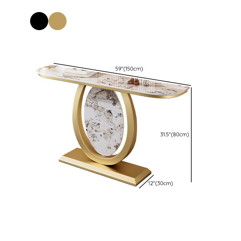 12 inch Wide Glam Console Table Half Moon Stone Accent Table with Legs Clearhalo 'Console Tables' 'console_tables' 'Entry & Mudroom Furniture' 'furn' 'furn_console_tables' 'Furniture' 1200x1200_6214338c-6cbd-46d5-8b0f-d93226a17192