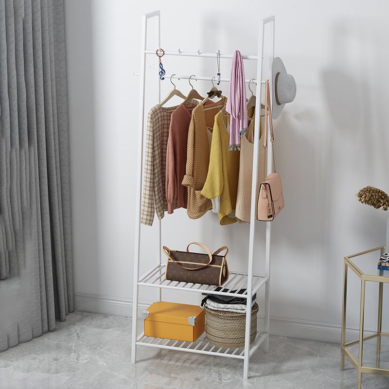 Arbre de salle industriel à entrée avec deux étagères de rangement, support de hall avec deux rails suspendus